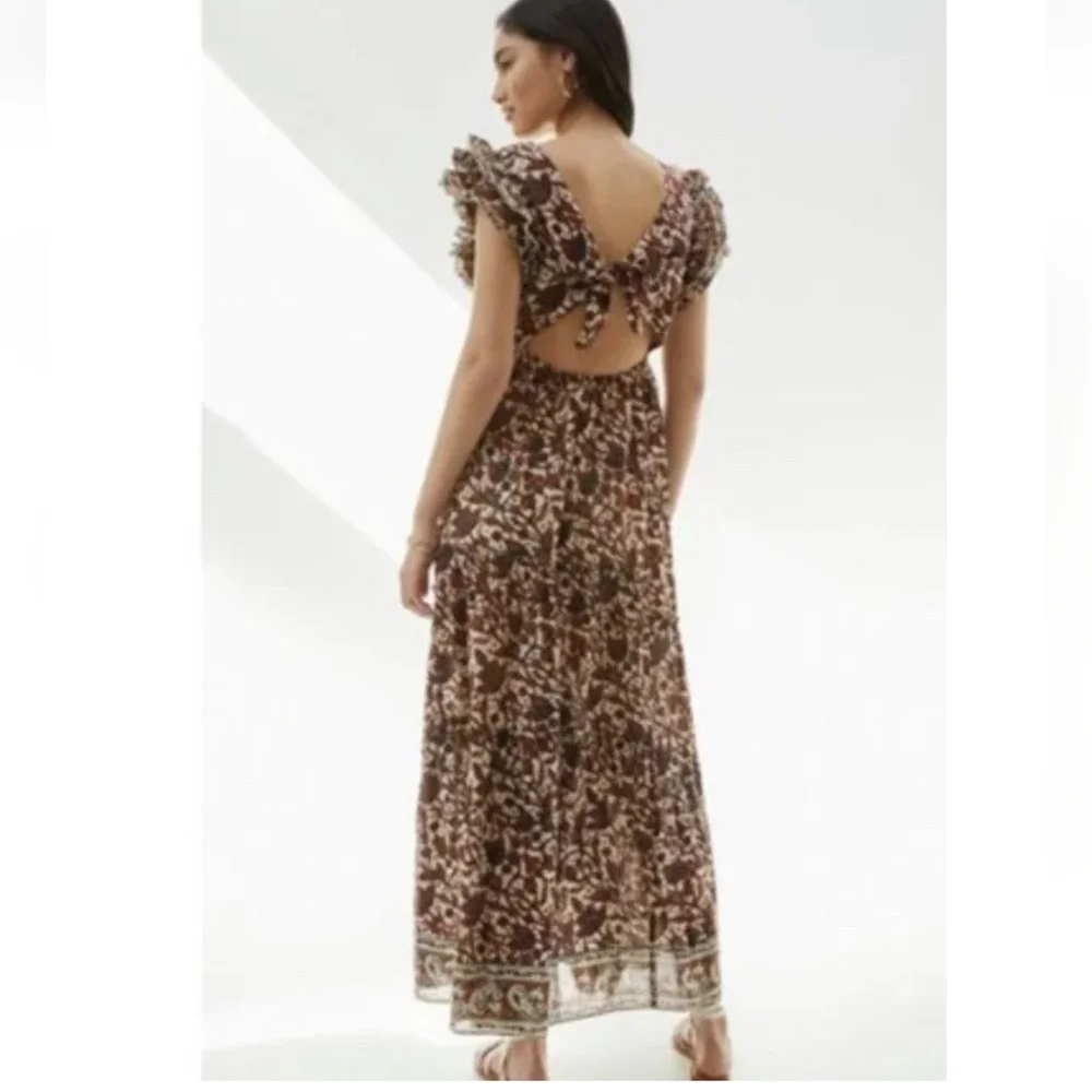 House of Harlow 1960 Nicole Richie Cut Out Tiered Maxi Dress XS Mable brown - Picture 11 of 11